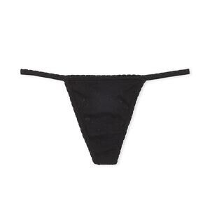 Victoria's Secret Panty Size Large V-String Cotton Panty Pure Black Thong